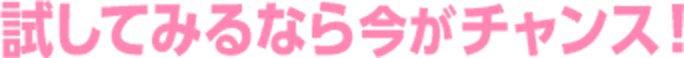試してみるなら今がチャンス